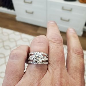 6ctw Moissanite and 14ct WG Wedding Set sz6